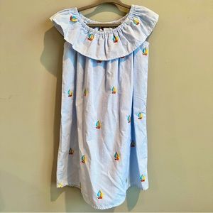 Smock and Dot Kids Seersucker Pull On Embroidered Sailboat Nautical Dress 4T 4